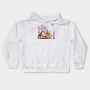 Cow riding a motorcycle Kids Hoodie